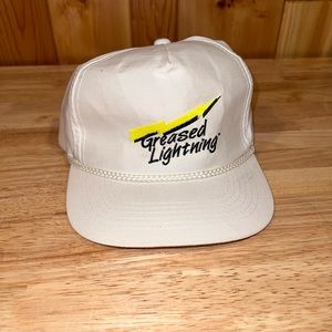 Vintage Greased Lightning Racing White Snapback Snap Back Hat Cap
